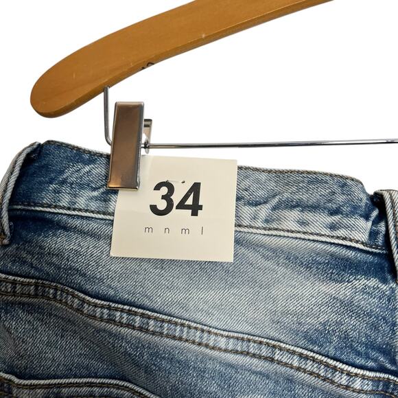 NWT mnml X514 Skinny Stacked Denim Medium Blue Flare Jeans Bootcut Bell Size 34 - Picture 12 of 13